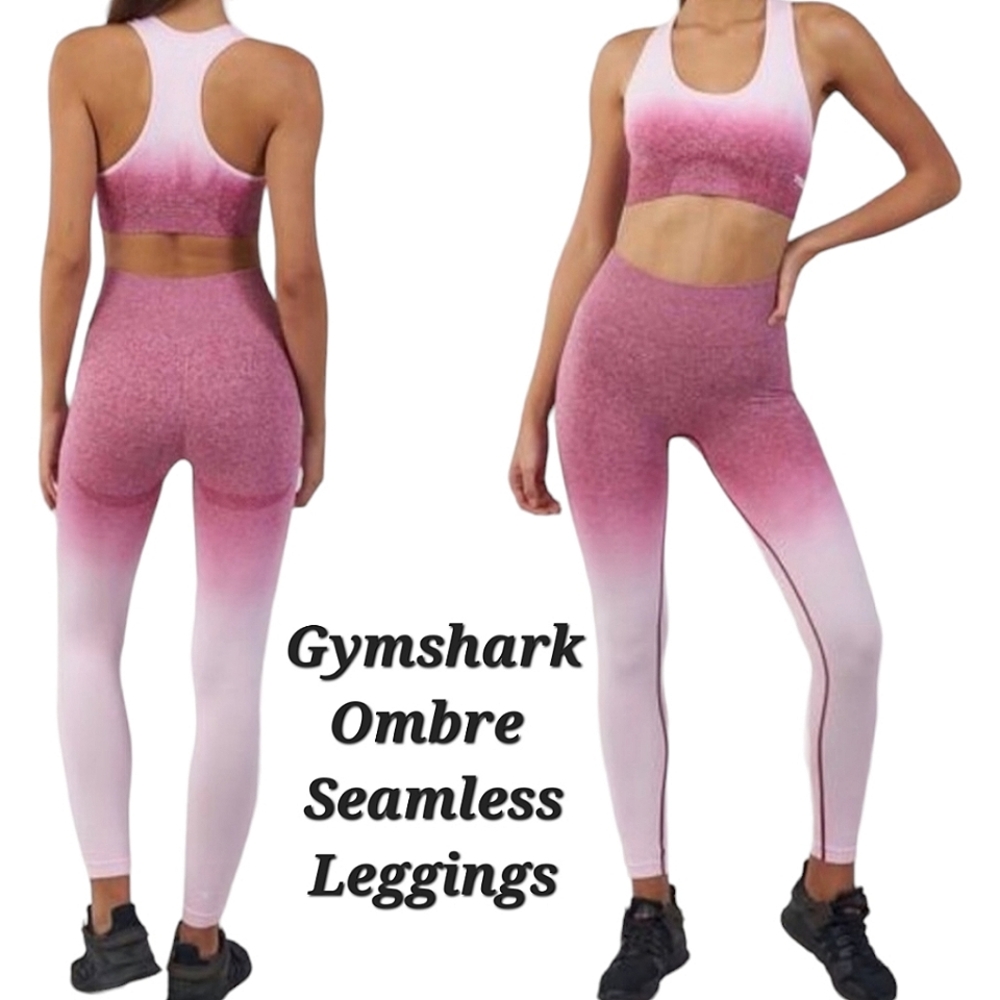 Gymshark Ombre Seamless High Rise Leggings Chalk Pink Beet Contour